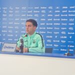 Borja Jiménez en la rueda de prensa previa al partido de la jornada 35 frente al Espnayol | Imagen: Pablo Viñuales