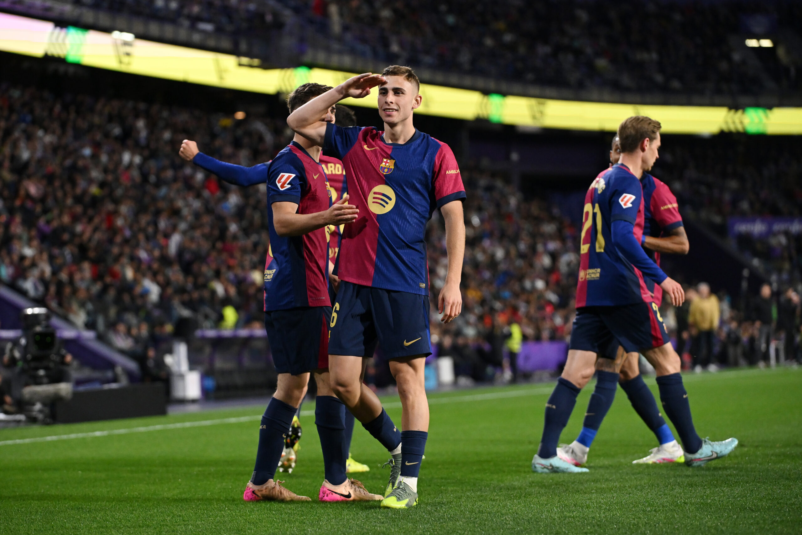 Fermín celebración hoy Valladolid vs Barcelona